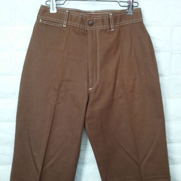NWOT Vintage 70s Pizzazz Mod Retro Disco Pant Jeans -10 Pockets Wide-Leg Brown - Picture 10 of 12